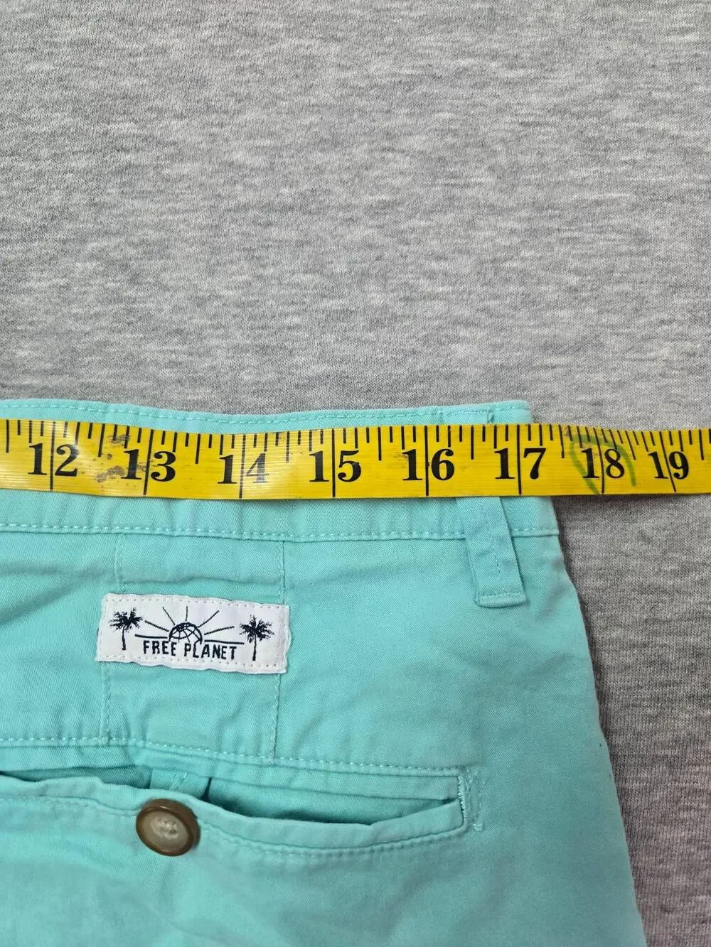 Free Planet Shorts Mens 36 Green Chino Canvas Stretch Casual Summer Pockets